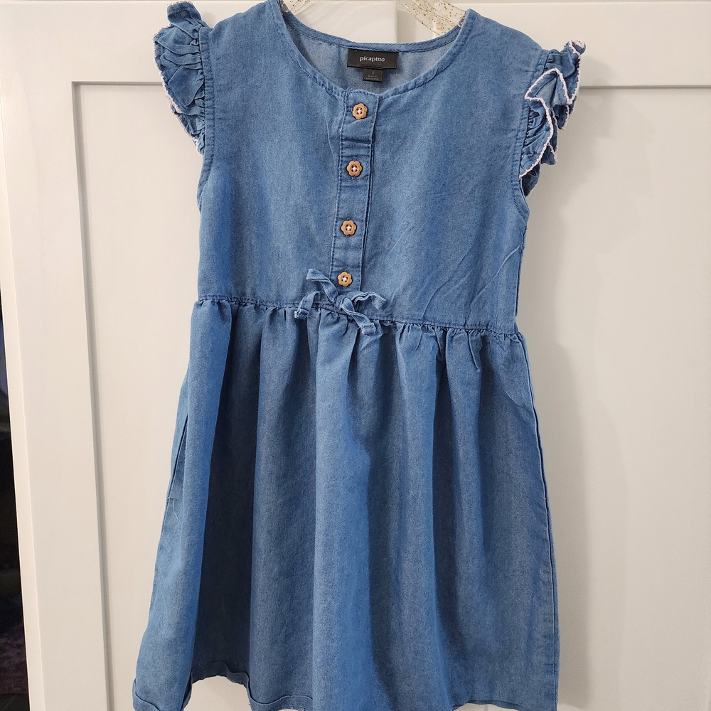 Denim Blue Girls Casual Dress
